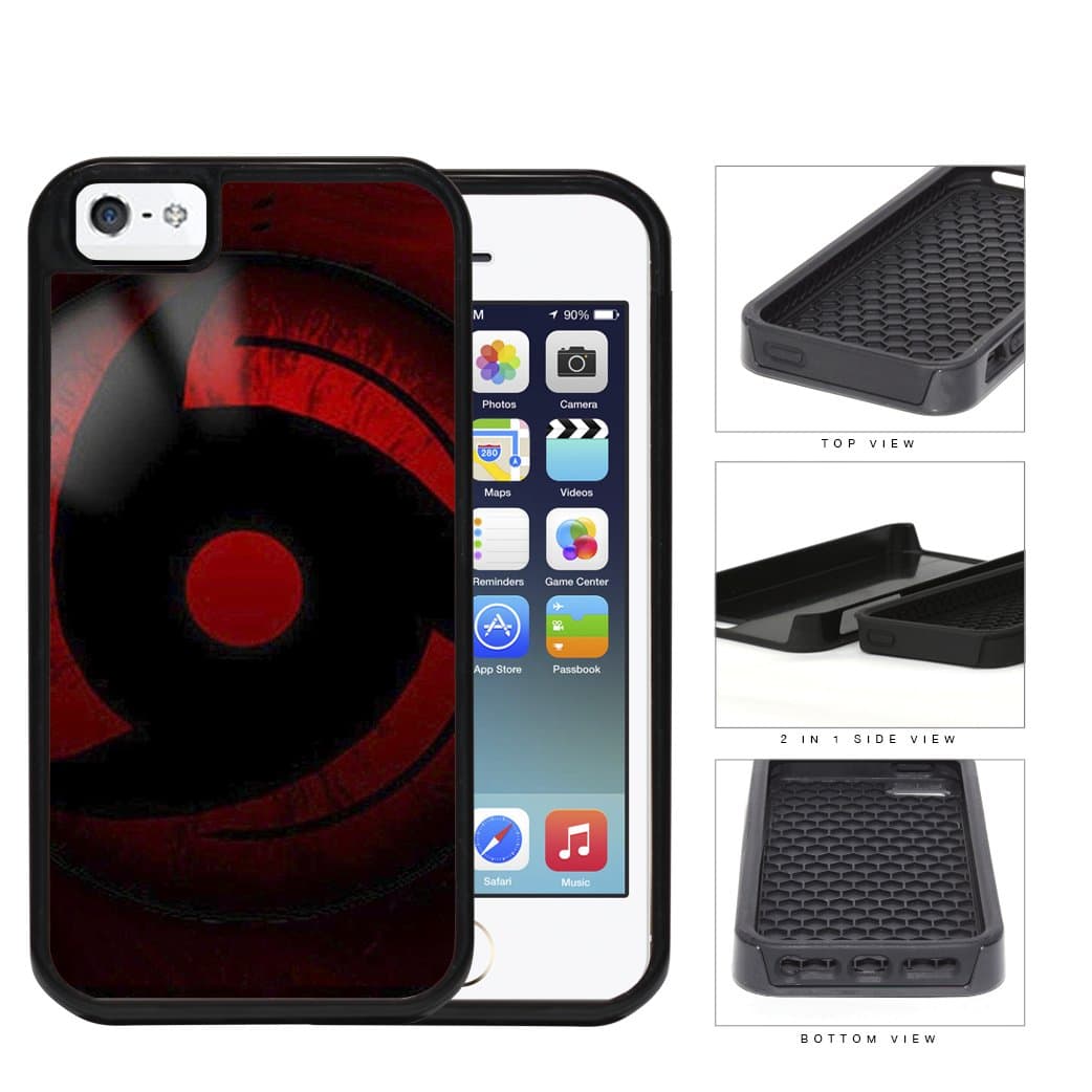 Sharingan Mirror Wheel Eye 2-Piece Dual Layer High Impact Rubber Silicone Cell Phone Case Apple iPhone 5 5s