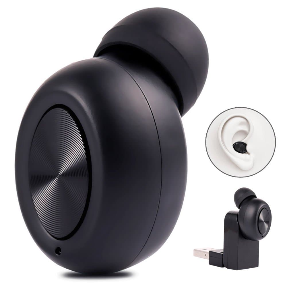 Cicostar Micro Earphones Invisible Mini Wireless Headset In-ear Bluetooth Headphones Noise Cancelling Earbuds Built-in Mic with Two Magnetic Charger - Black