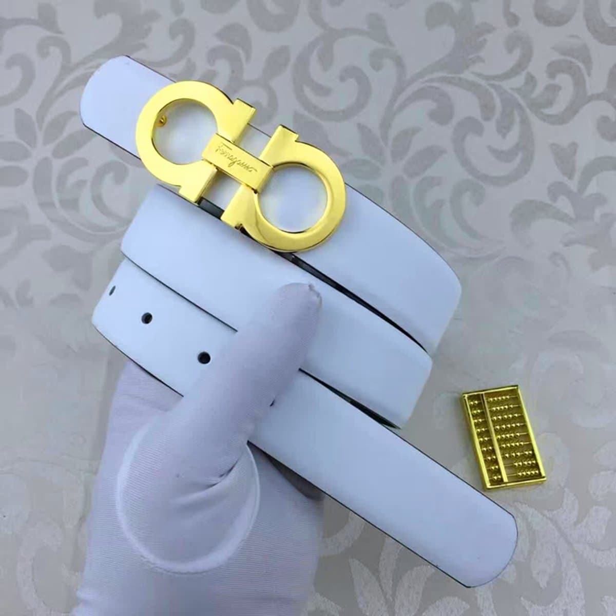 Authentic Men's Reversible Belt White Black(105cm)