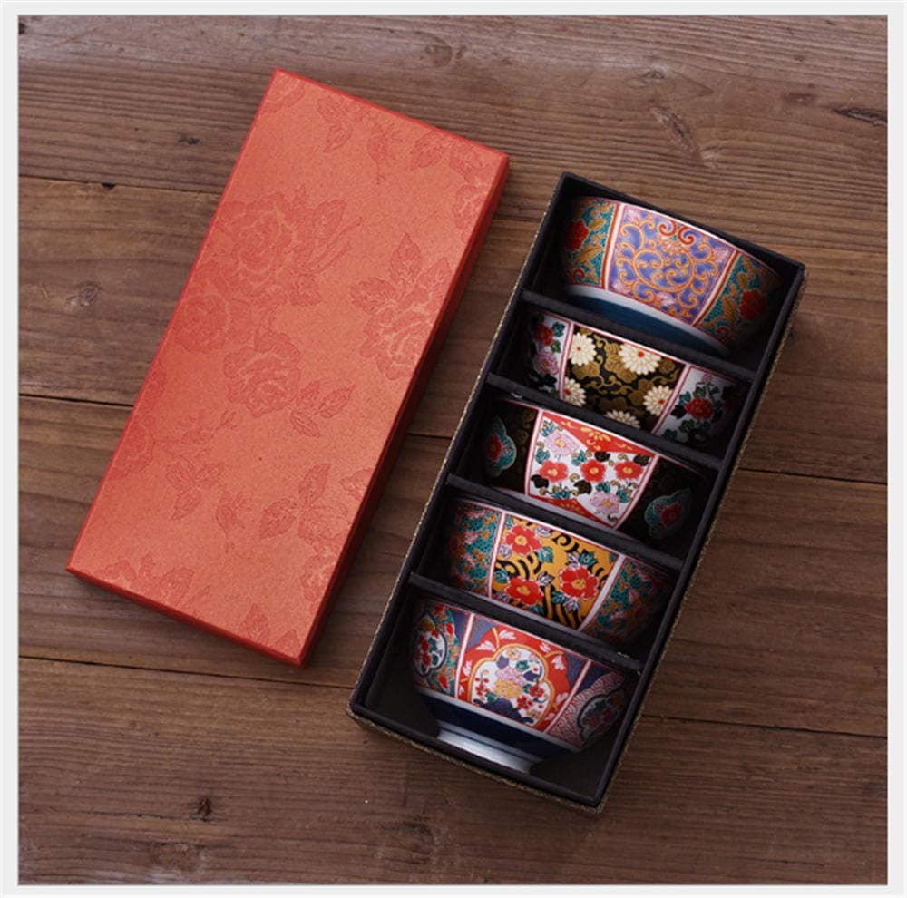 Ceramic tableware set,Japanese Imari wind 4.5 inch rice bowl, 5 ,