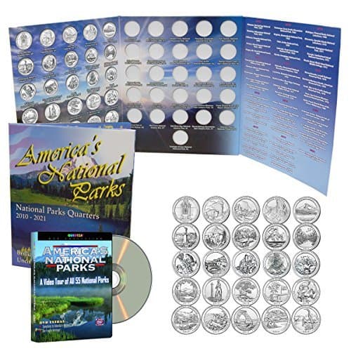 2010-2015 National Park Quarters Complete Date Set, First 30 America the Beautiful Coins with Deluxe Color Folder and Free DVD