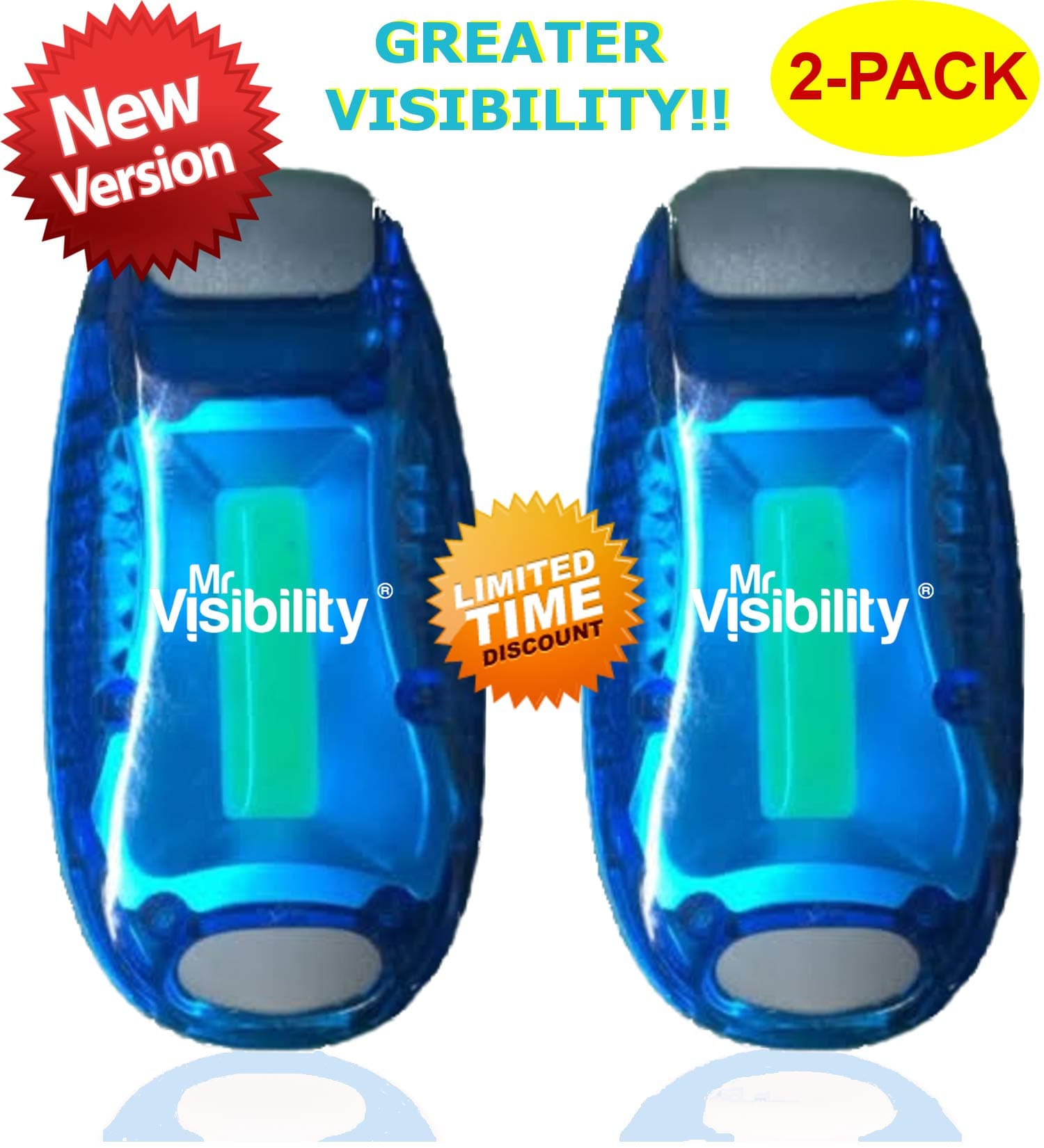 LED Safety Light 2-Pack | Clip On Strobe Flashing Running Lights for Runners, Night Walking, Dogs, Bike | The Brighter High Visibility Reflective Gear for Cycling Accessories, Dog Collar, Vest, Kids