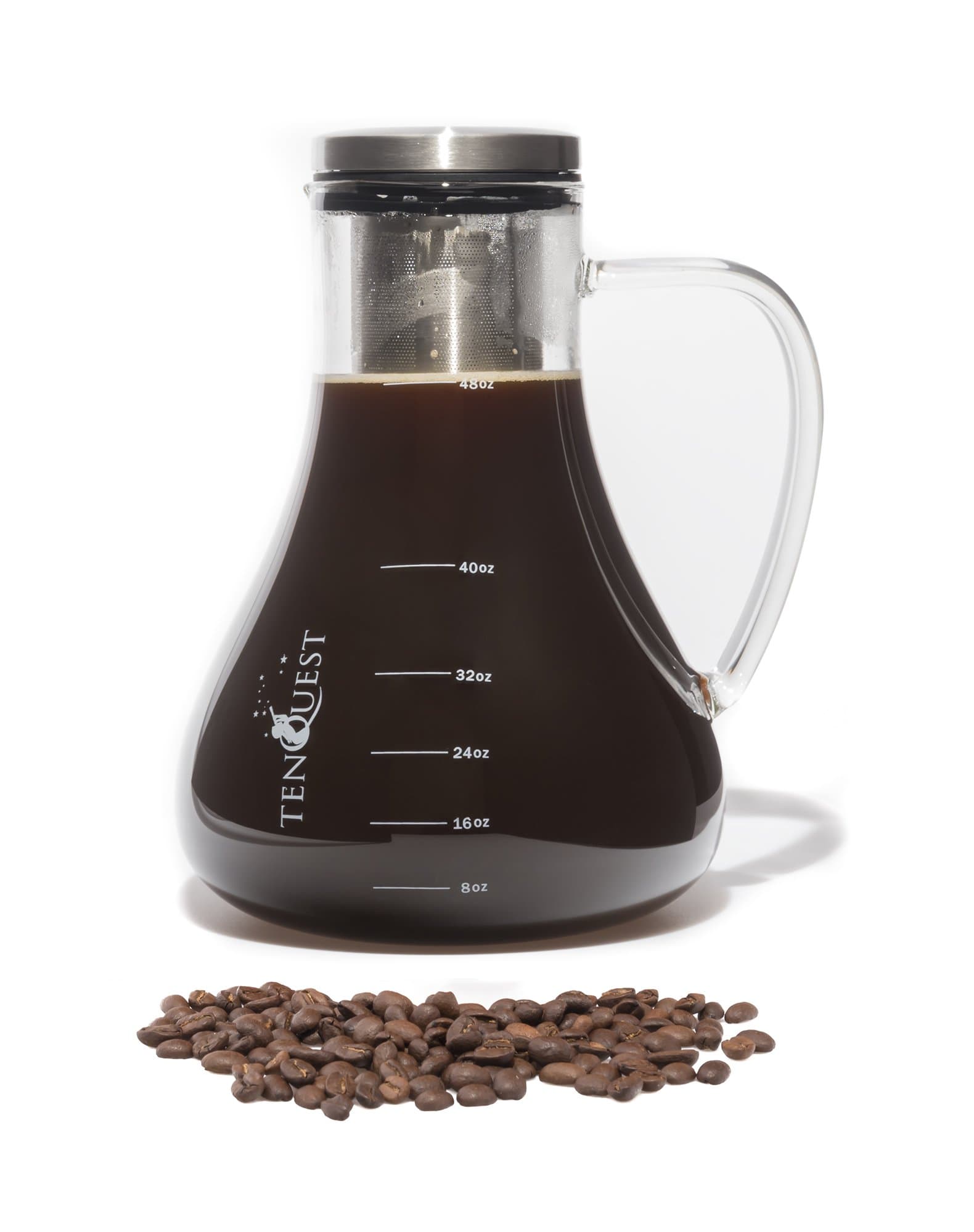 Tenquest Large Cold Brew Coffee Maker by, 1.5L (48 oz) Airtight Brewed Iced Coffee Maker, 2X Double Glass Pitcher Cold Brewer with Removable Filter