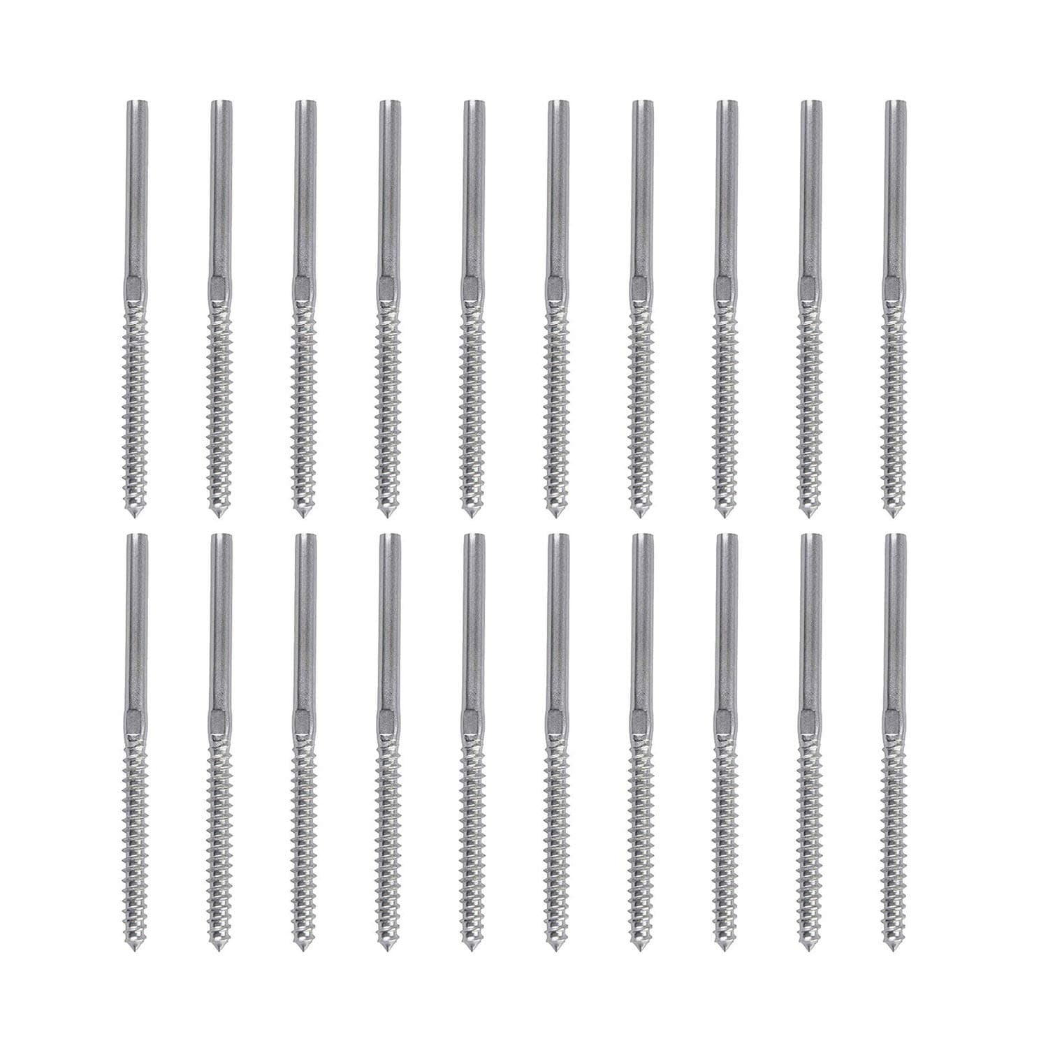 Iycorish 20 Pack Left & Right Hand Thread Lag Screws for 1/8 Inch Cable Railing Stair Deck Railing for Wood Post Lag Screw Swage System