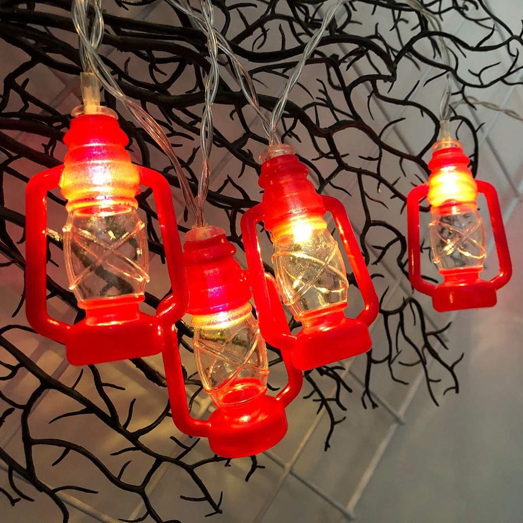 Juner Retro Kerosene Lantern Led String Lights for Ramadan Decorations, 10/20 LED Battery Operated Ramadan and Eid Decor Night Lamp LED Light for Home Festival Party Favor (M)