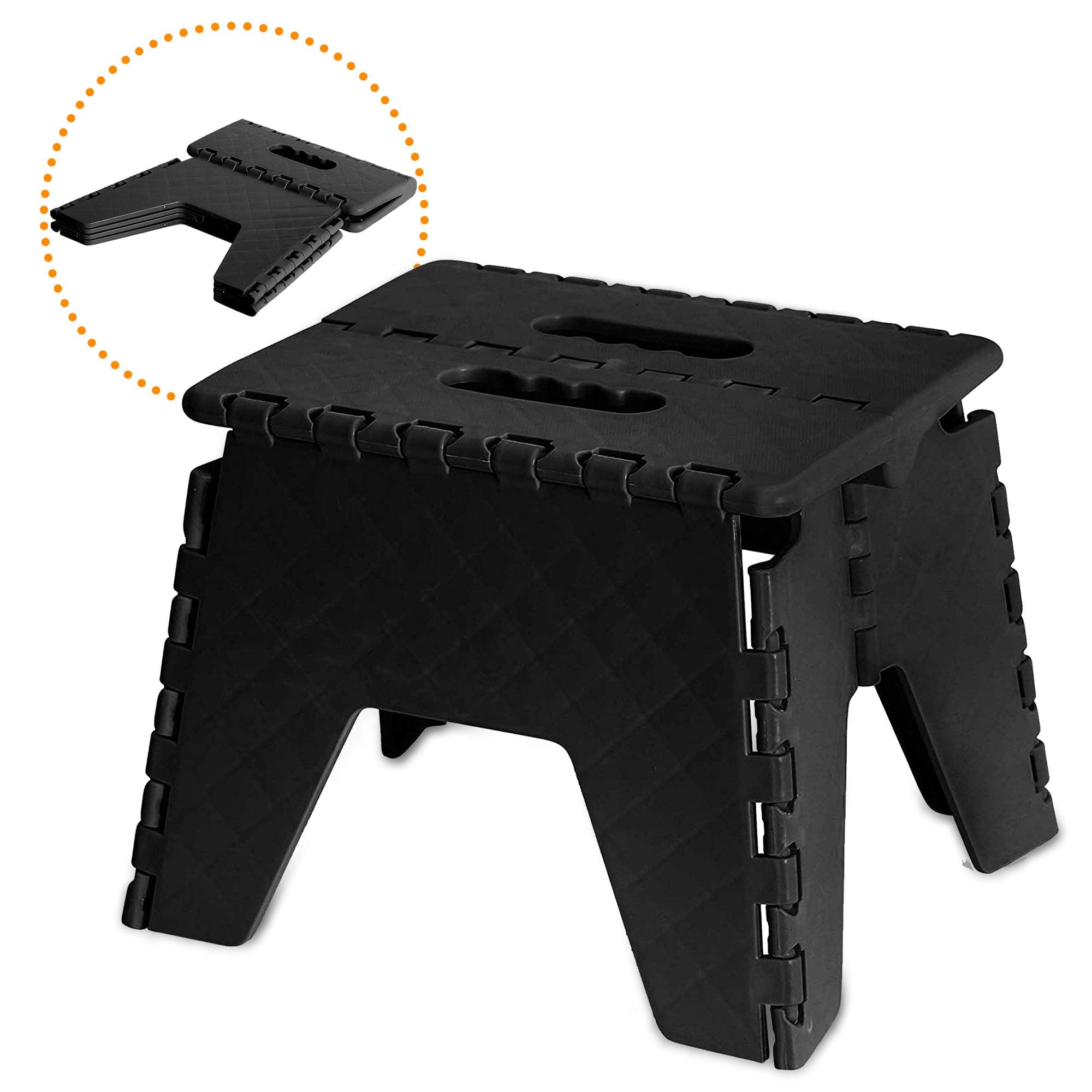 EVELYN LIVING Black Folding Step Stool Multi Purpose 120 Kg Capacity Childs Foot Stool Ideal For Home Kitchen Garage