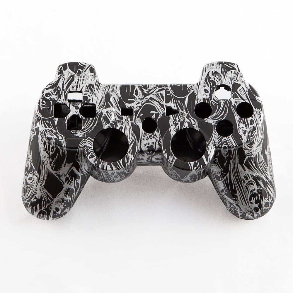 Silver Zombies on Black Hydro-Dipped Custom Controller Shell for PS3