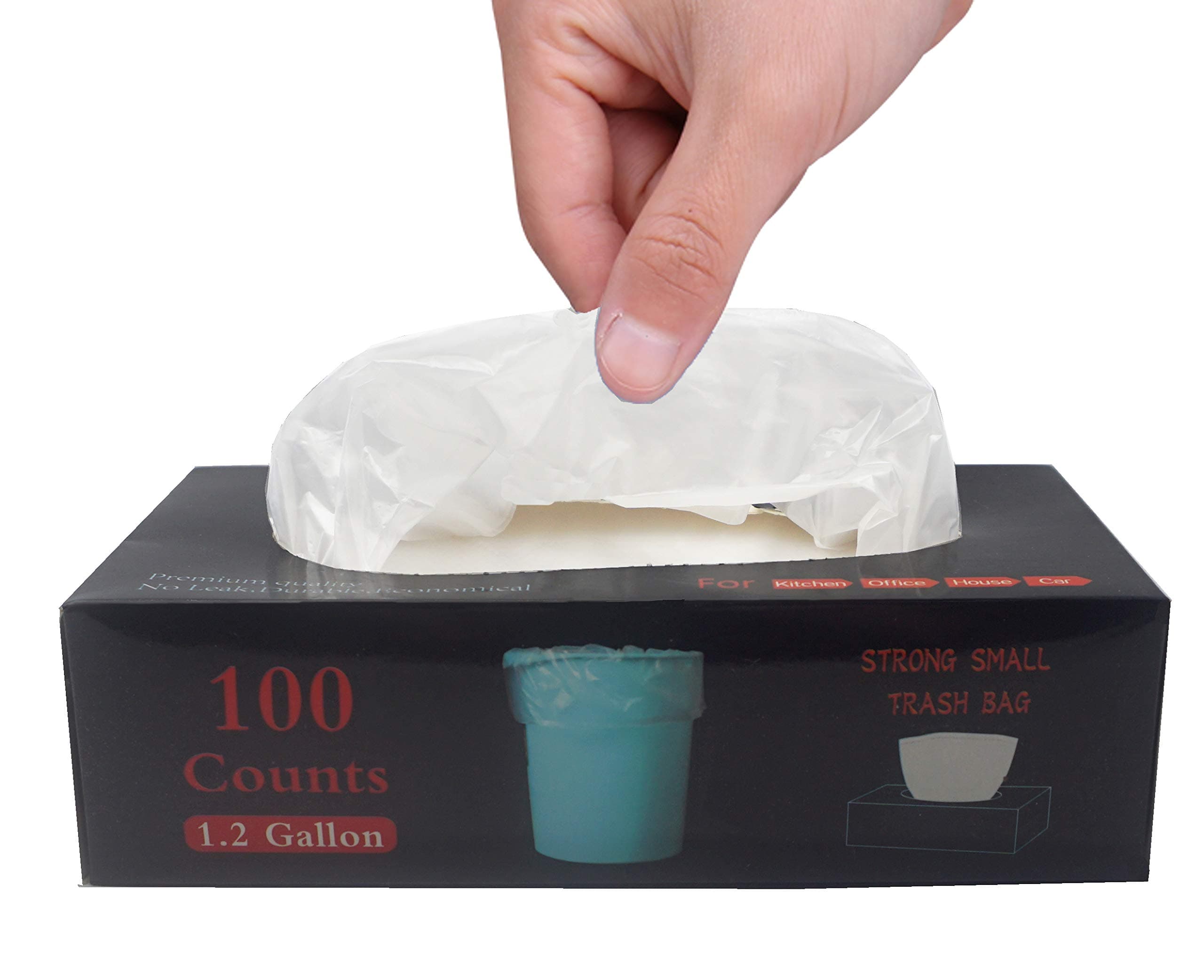 Feisco Small Bin Bag,5 Liters/1.2 Gallon Extra Strong Clear Trash bag Garbage Bag Bin Liner,100 Counts for Home,Office,Car (5 Liters)