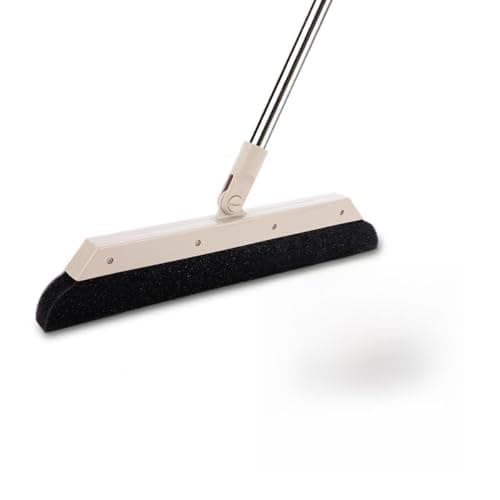 MEIBEI Sponge Broom Dust Cleaner, 37.4" Adjustable Long Handle with 13.8" Wide Blade, Perfect for Wood Tile Marble Carpet & Glass