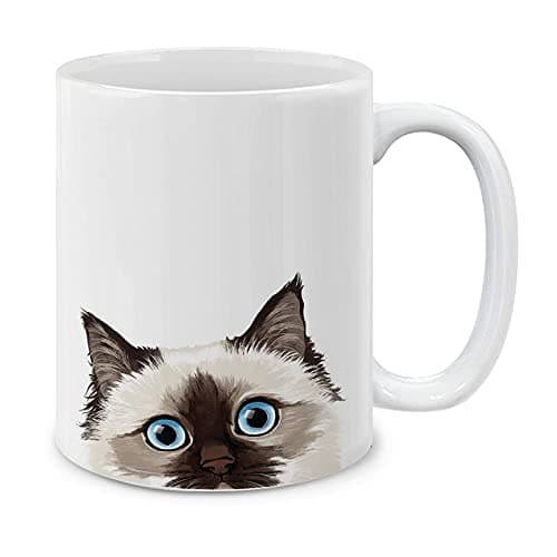 MUGBREW Chocolate Point Birman Cat Ceramic Coffee Mug Tea Cup, 11 OZ