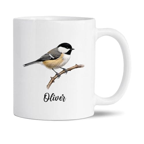 Chickadee Coffee Mug, Personalized Chickadee Lover Mug With Name, Unique Bird Themed Travel Cup, Custom Chickadees Bird White Ceramic Cup 11Oz 15Oz, Chickadees Mugs Gifts For Birds Lovers Men Women