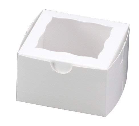 50 Pack White Bakery Box with Window 4x4x2.5 inch Cupcake Boxes, Gift Box, Wedding, Party Favor, Donuts, Pie, Cookie Boxes