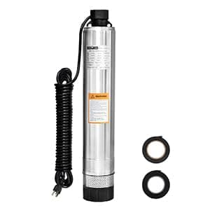 WASSERMANN 4" Septic Pump Submersible Effluent/Cistern Bottom Suction Pump with 33FT Cable,1HP,230V/60HZ,26GPM,138FT Head,Stainless Steel Deep Well Pumps for Septic Tank Home