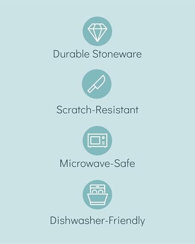 Stylish Stoneware Dinner Set - 6-Piece Deep Plates Set - Featuring Ibiza Series Deep Plates - Elegant Pasta and Soup Bowls for 6 - Pure Living Collection in Aquamarine