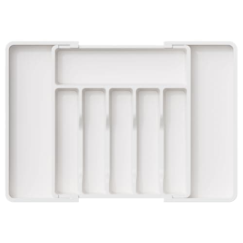 Lifewit Silverware Organizer, Expandable Utensil Tray for Drawer, Adjustable Flatware and Cutlery Holder, Compact Plastic Drawerstore Holding Spoons Forks Knives, Large, White