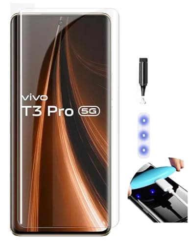 NISHTECH Advanced HD+ Curved UV Tempered Glass Full Screen Protector Designed for Vivo T3 Pro 5G || Full Screen Coverage with Easy Installation Kit (Anti-Scratch)