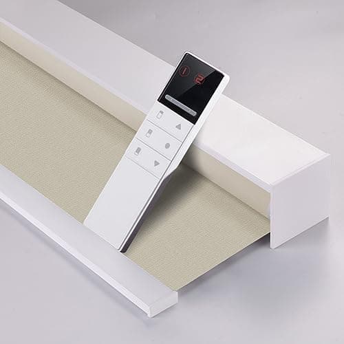 ZSHINE Motorized Blackout Window Blinds Customize Width Remote Control Rechargeable Motor Roller Shades for Windows, Home, Office, Hotel, Club, Restaurant(82026C)…