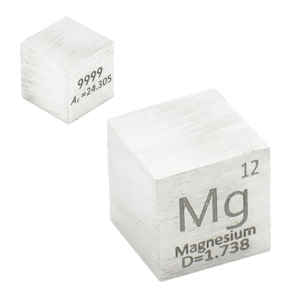 0.39" Element Cube Pure 10mm Density Cube for Element Collection Periodic Table Hunter, and More (0.39", Magnesium)