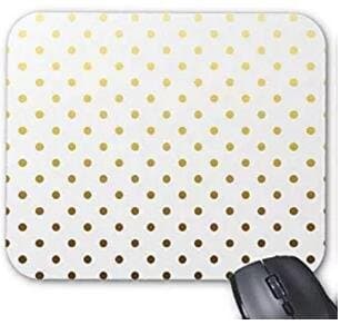 Poem Magine White Gold Polka Dot Rectangle Non-Skip Rubber Mouse Pad