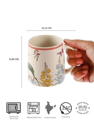 miah decor Ceramic Matte Printed Tea Coffee Mug Set of 6 Studio Potery Drinkw...