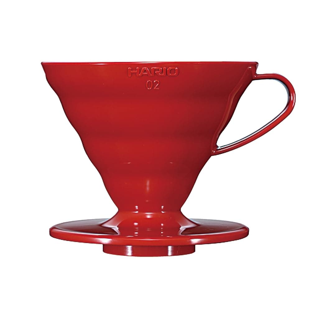 Hario V60 Plastic Coffee Dripper | V-Shaped Cone Coffee Dripper With Heat Retention, Red, Size 02