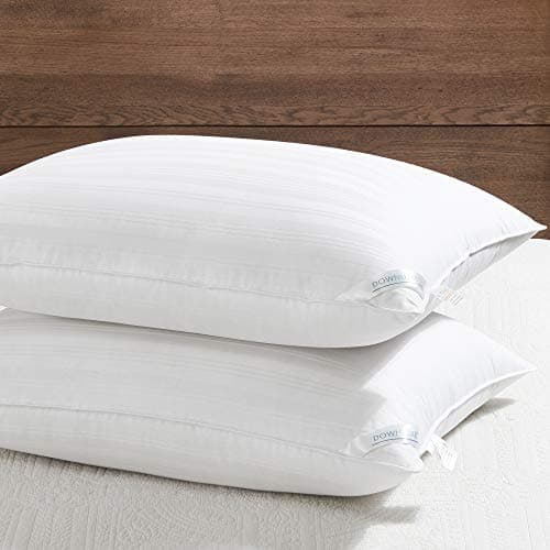downluxe Down Alternative Standard Size Pillows (2 Pack) - 100% Breathable Cotton Cover, Hotel Collection Soft Bed Pillows for Sleeping, 20 X 26
