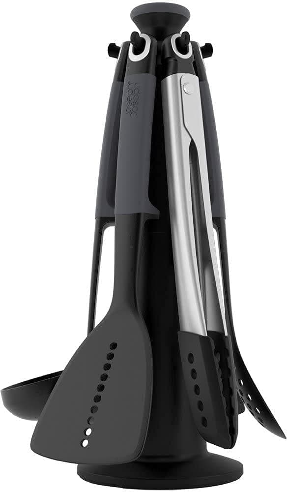 – 10151 Elevate Carousel 6 Pieces Kitchen Utensil Set with Rotating Storage Stand, Grey, Nylon