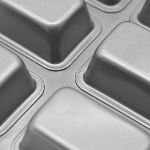 2 Pack Mini Loaf Pans, Nonstick Bakeware for Oven, 8 Cavity, Carbon Steel, Dishwasher Safe & Warp-Resistant Small Loaf Pans for Baking, Gray