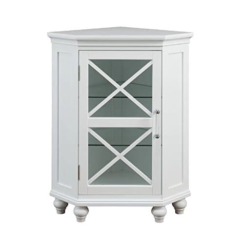 Grayson Corner Floor Cabinet with White Shutter Door White Corner Cabinet Room Décor Furniture Corner Wall Cabinet Corner Storage Cabinet Corner Bathroom Cabinet Corner Cabinet Shelf Medicine Cabinet
