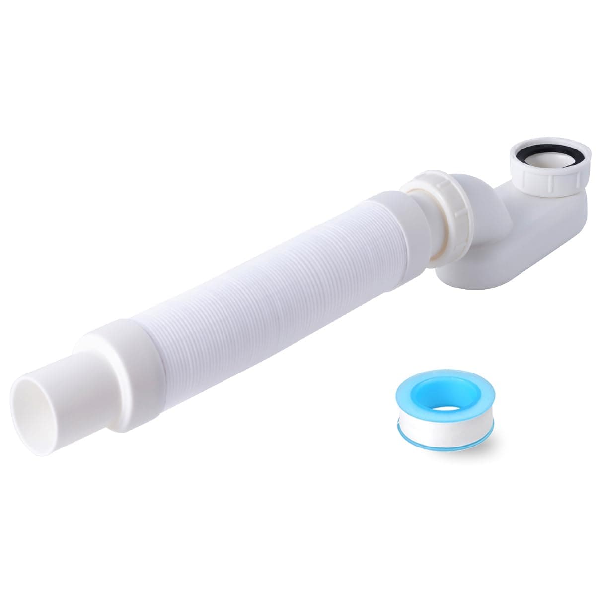 Bathtub Shower Drain Pipe, Low Profile Flat 1 1/2 P Trap Kit Flexible Freestanding Tub Drain for Bath