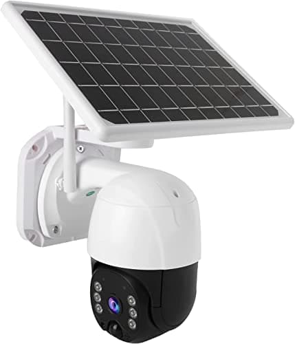 Solar Powered Wifi IP Security Camera, Full HD 1080P 3MP PTZ with Night Vision, IP 66, Remote Control, PIR Motion Sensor, Built-in Microphone, Micro SD Support, House Security Dome Camera