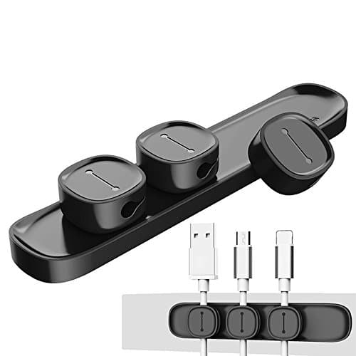 UNOOE Magnetic Desk Cable Management Removable Multipurpose Cable Clips Adhesive Mouse Cord Organizer for Cell Phone/USB / TV/PC Using in Car Vehicle Home Office, 3 Clips-Black