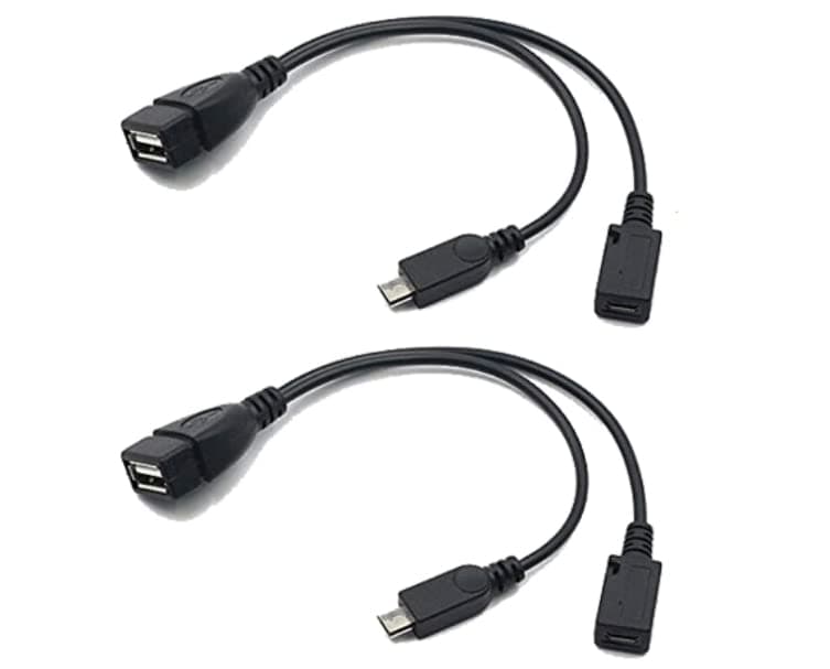 2 Pack 2-in-1 Micro USB to USB Adapter OTG Power Cable Compatible with Fire Stick, Host Devices, Samsung, LG, Playstation Classic, Streaming TV Sticks