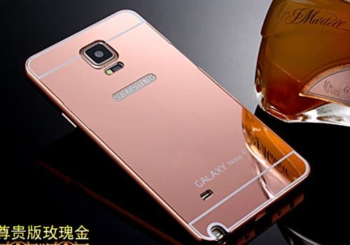 Samsung Note 4 Case,Double-Lin Ultra-thin Luxury Aluminum Metal Mirror PC Back Case Cover for Samsung Galaxy Note 4 N910 (Rose gold)