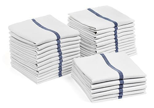 30 Pack -15"x 26" Vintage Herringbone Pro Kitchen Dish/Tea Towels-Blue Stripe 21 oz. 1 Year Warranty