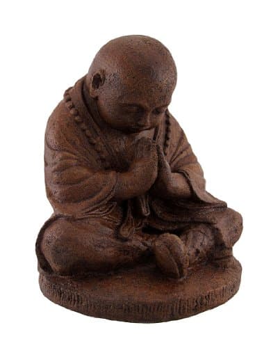 Things2Die4 Concrete Cast Statue Praying Buddhist Monk Brown