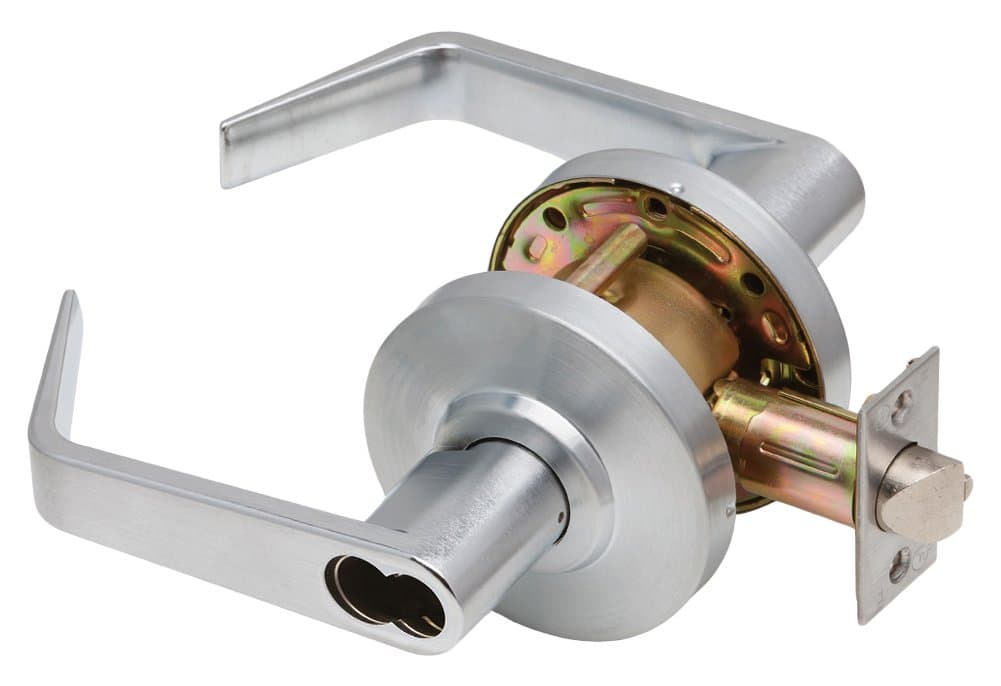Dexter Commercial Hardware C2000-STRM-R-605-SFIC Regular Lever, Non Handed, Grade 2, Less SFIC, Keyed Storeroom, Bright Brass