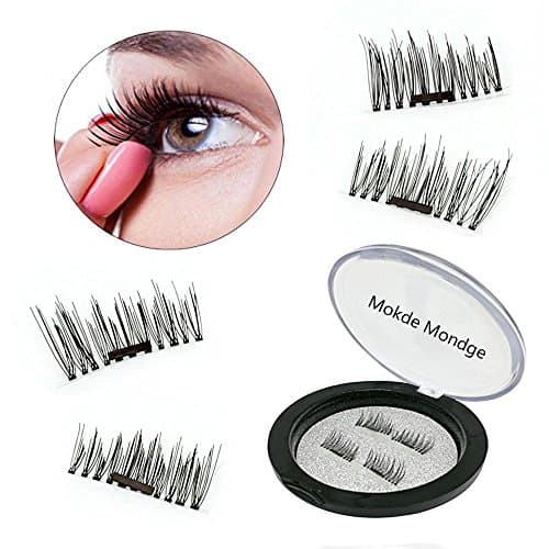 Mokde 1 Pair/4pcs 3D Magnetic False Eyelashes Reusable Magnet Eyelashes Extension Natural Soft Makeup Accessories