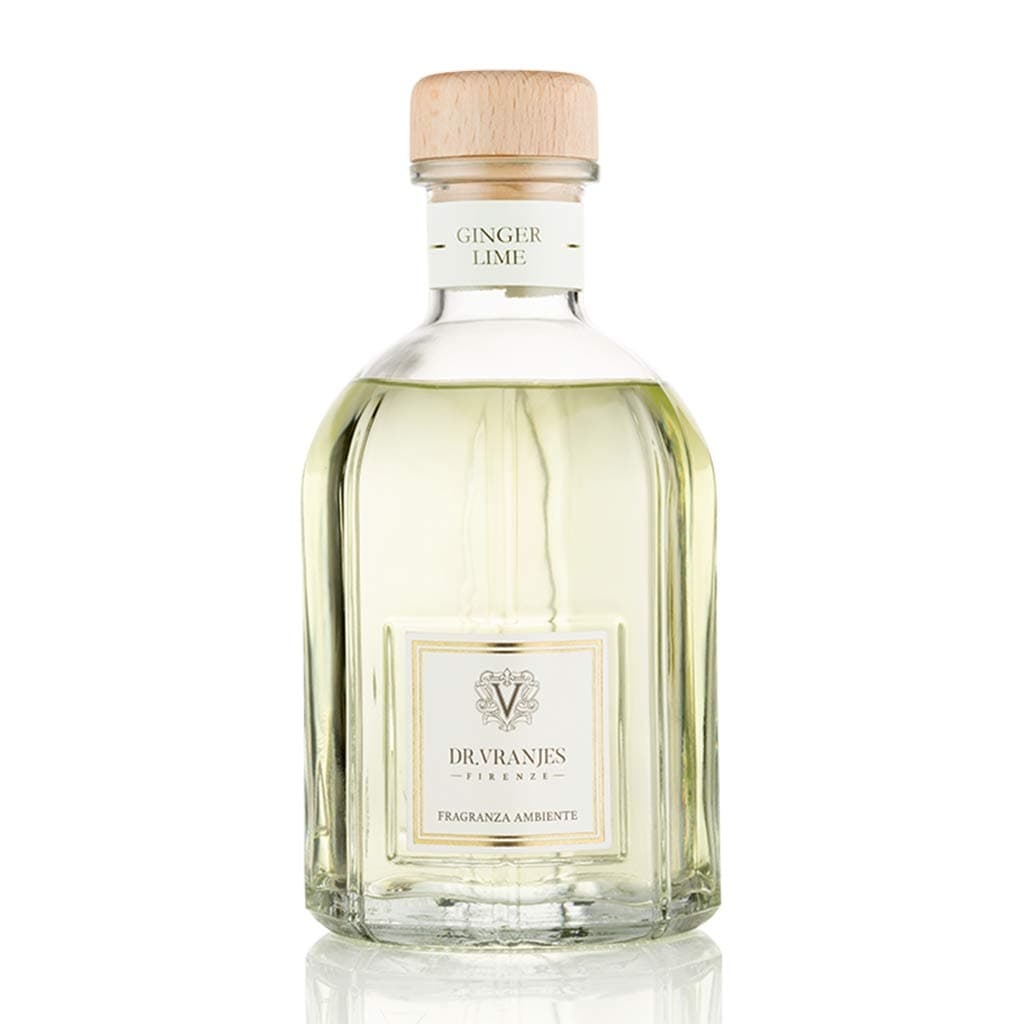 Ginger Lime 250 ml Diffuser + Double Pack of White Sticks (3 Pieces Bundle)- Luxury Home Fragrance, Made in Italy, Main Scent: Fruity, Olfactory Pyramid: Lime, Ginger, White Pepper.