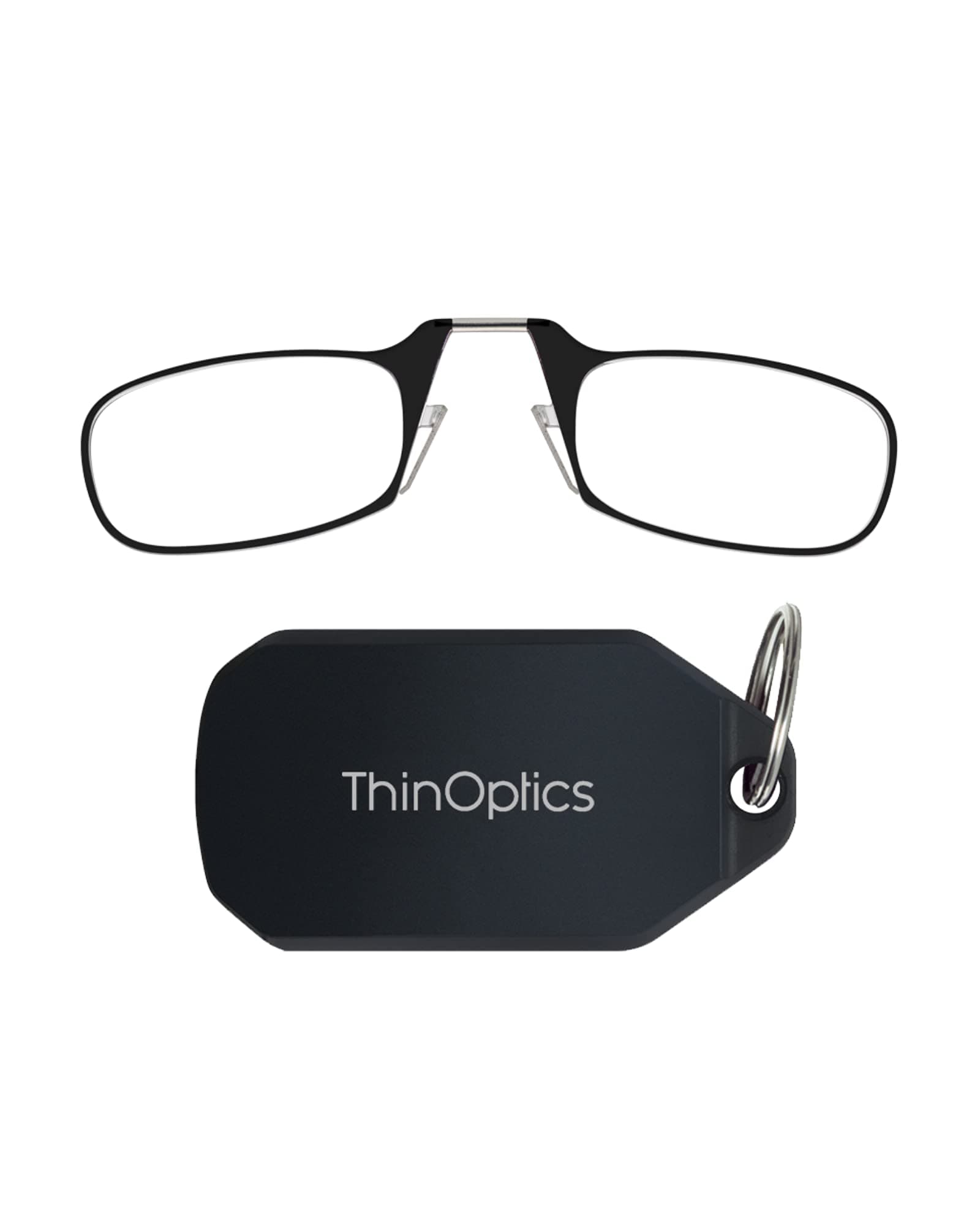 Keychain Case and Readers Rectangular Reading Glasses, Black,Lens Width: 44.45 Millimeters