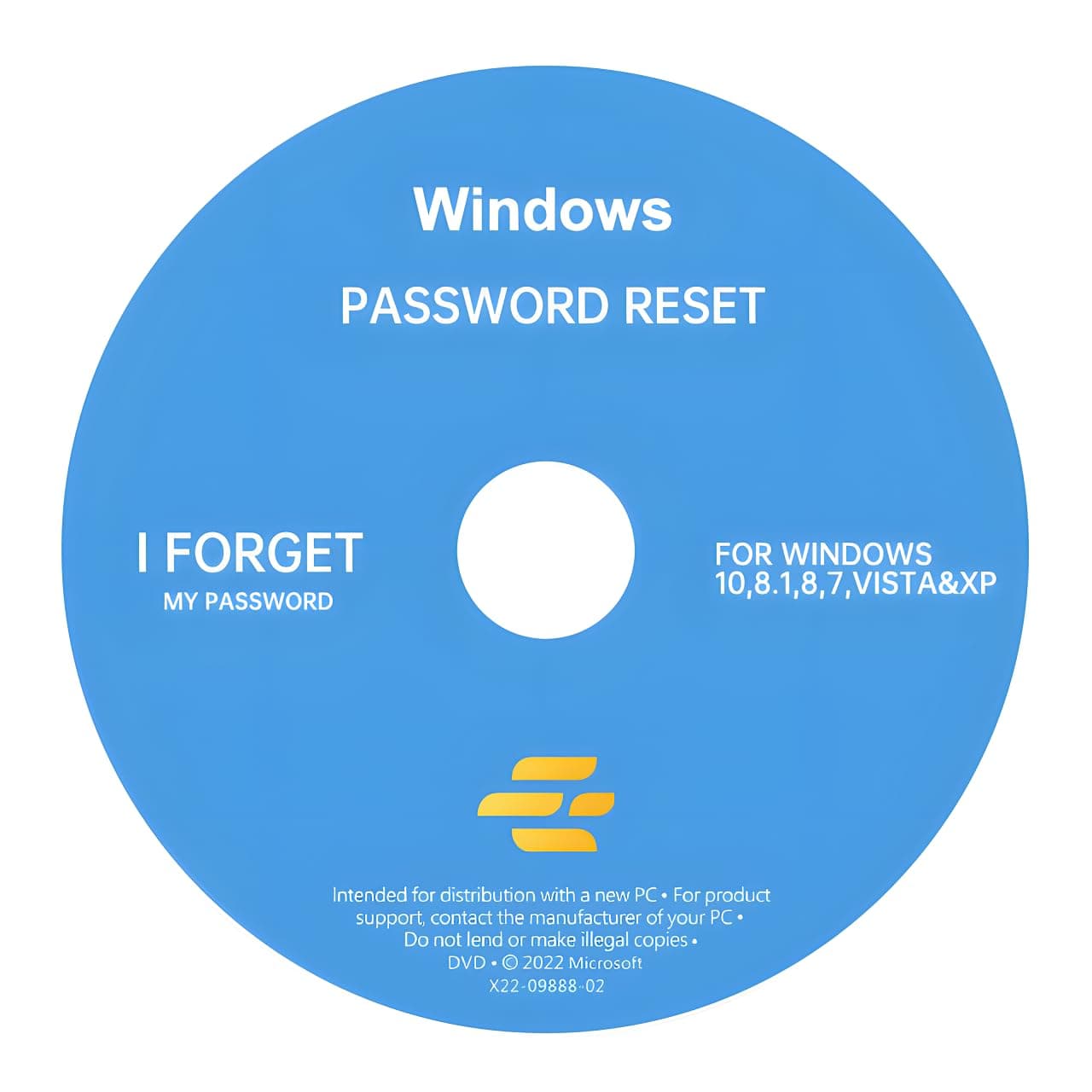 DVD For Password Reset Disk Supports Windows 10,11, 8, 7, Vista, XP