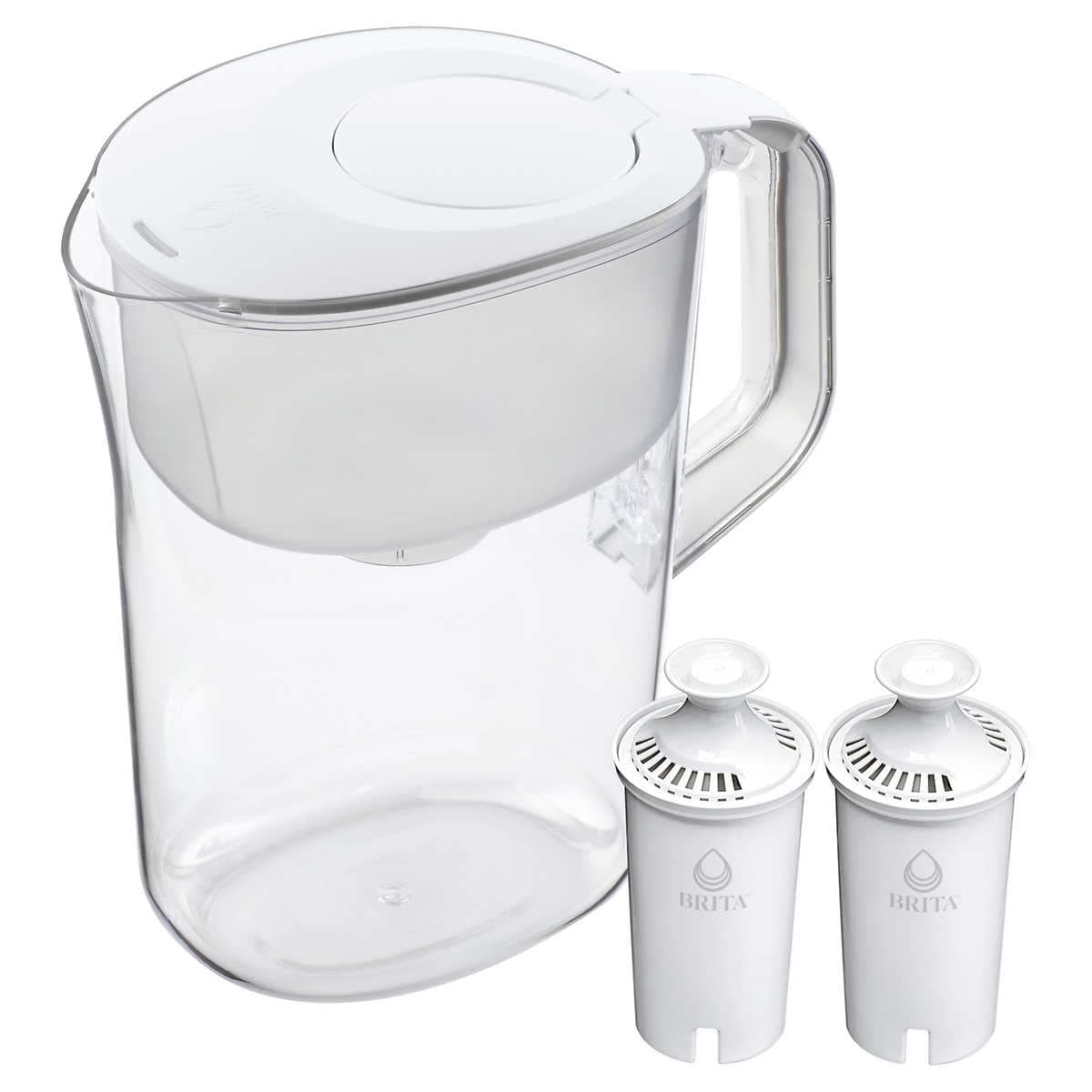 Brita Large 10 Cup Water Filter Pitcher with Smart Light Filter Reminder and 2 Standard Filtes, Made Without BPA, White (Packaging May Vary)