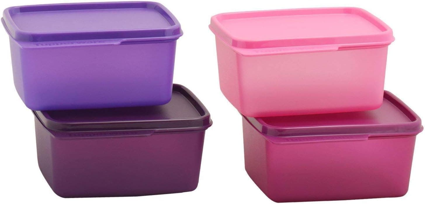 Keep Tab Plastic Container Set, 16.9 fl oz (500 ml), Set of 4, Multicolour (TUP_B01AXR1M88)
