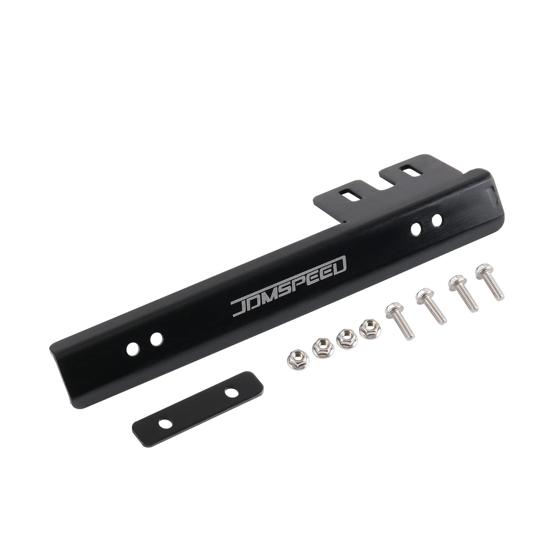 JDMSPEED Universal Black Front Bumper License Plate Mount Bracket Relocator Holder Bar