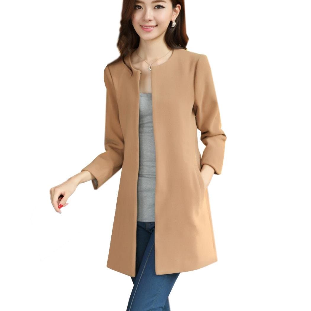 Lantomall Women's Wool Blend Blazer Long Coat Jacket Outerwear