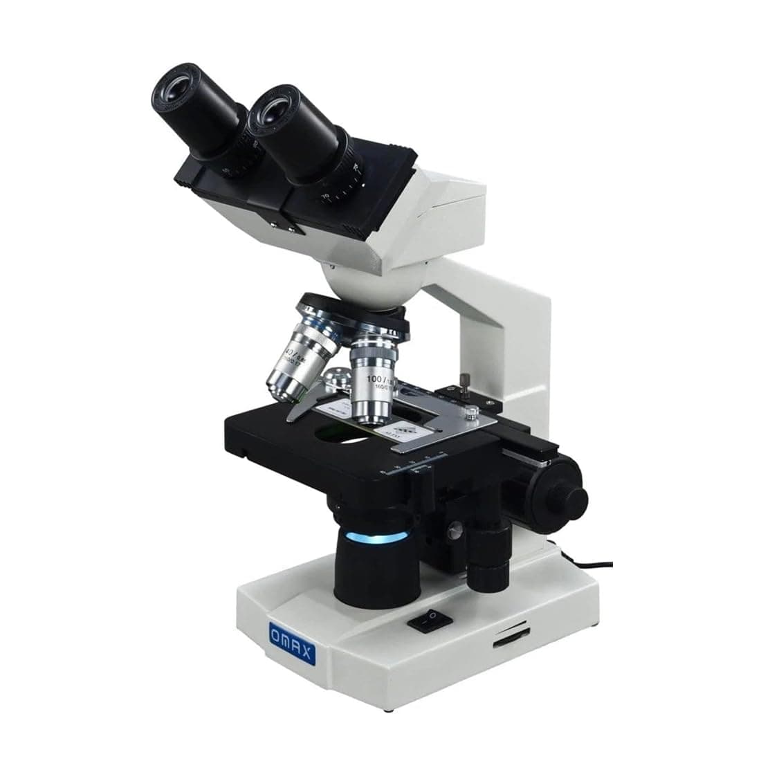40X-2000X LED Binocular Compound Lab Microscope w/ Double Layer Mechanical Stage + Blank Slides, Cover Slips, & Lens Cleaning Paper, M82ES-SC100-LP100