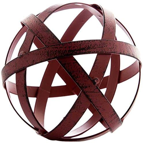 Red Metal Band Decorative Sphere