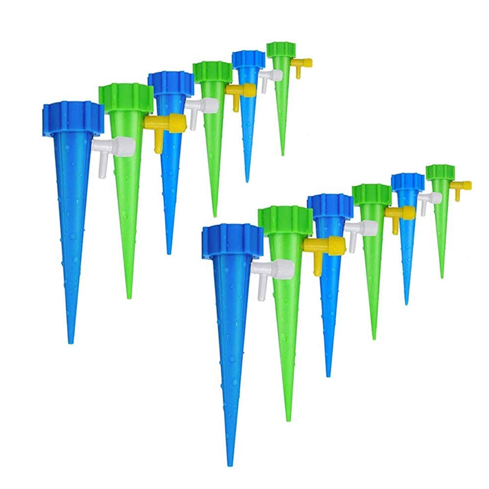12PCS Automatic Self Plant Watering Spikes Globes,Slow Release Drip Bulbs Irrigation Watering Devices with Control Valve Switch to Care Your Indoor Outdoor Plants (12pcs)