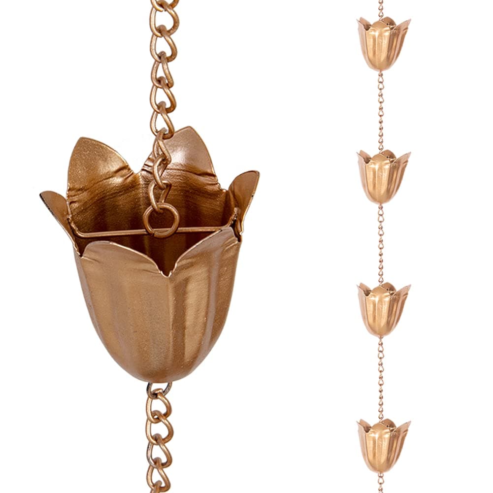 Gold Tulip Rain Chain