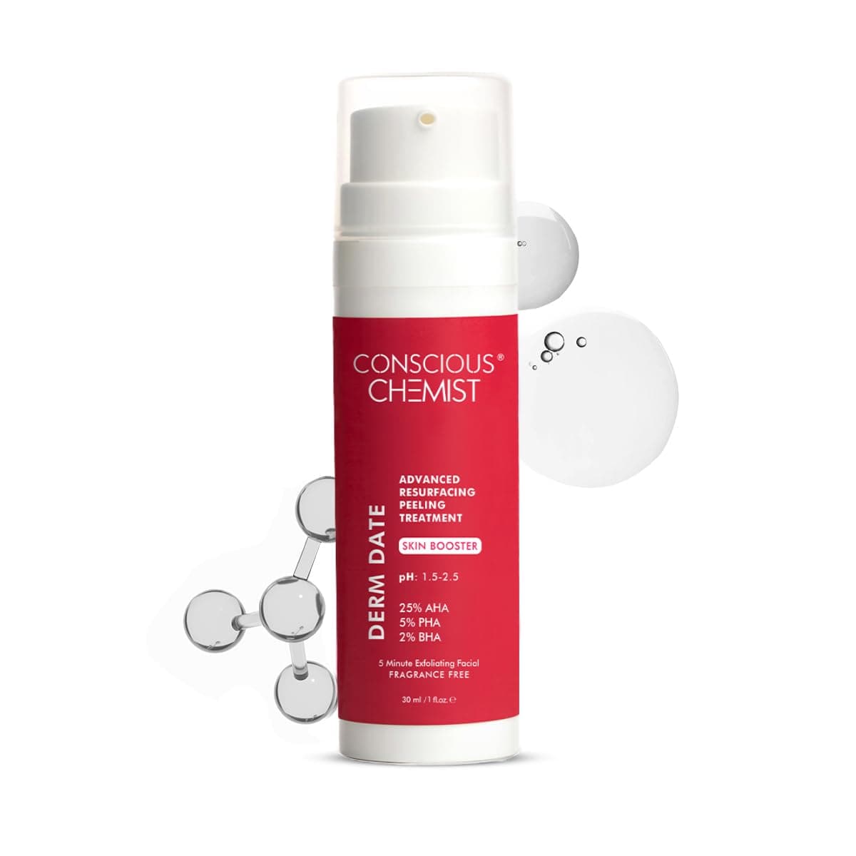 25% AHA, 2% BHA, 5% PHA Peeling Solution | 30ml | Advanced Resurfacing AHA BHA Peeling Solution, Anti Aging Serum, Exfoliating Face Serum for Men & Women - Derm Date